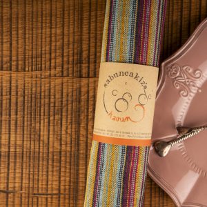 Sarı Turkuaz Pembe Çizgili Amerikan Servisi (Kalın)